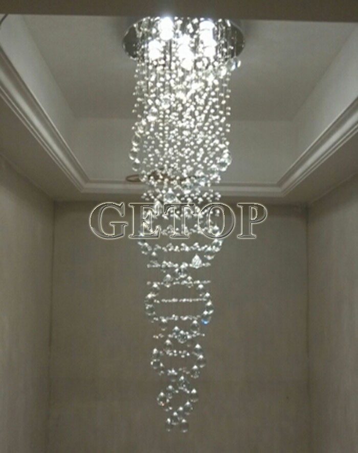 best price new double helix staircase light luxurious penthouse el villa lobby k9 crystal chandeliers with led bulbs