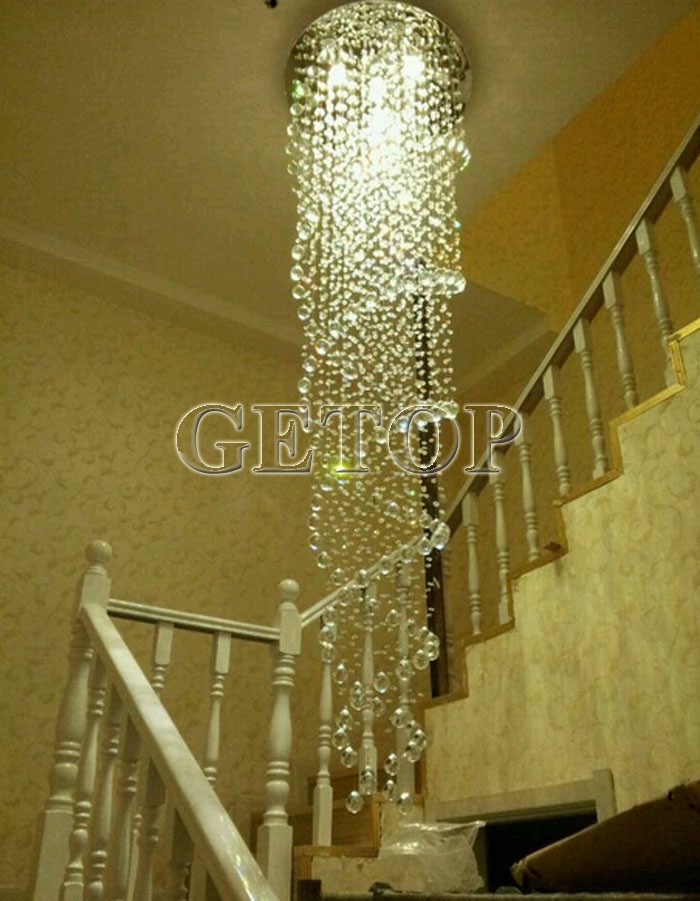 best price new double helix staircase light luxurious penthouse el villa lobby k9 crystal chandeliers with led bulbs