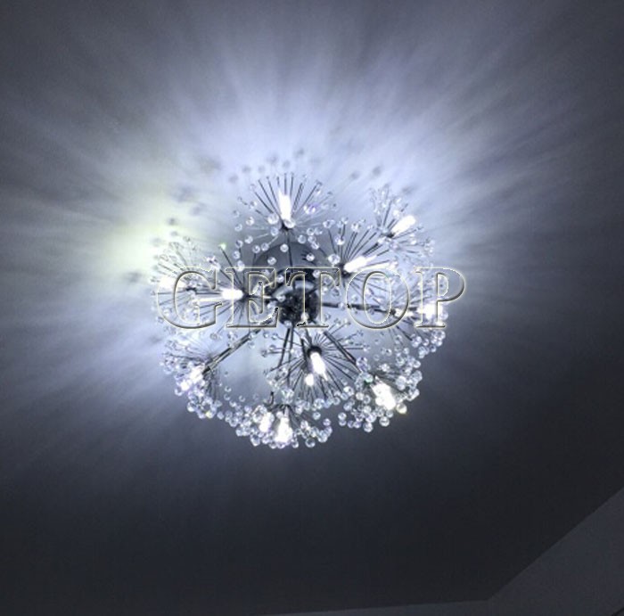 best price nordic creative design luxury crystal chandelier romantic dandelion flower led crystal lamp ceiling remote