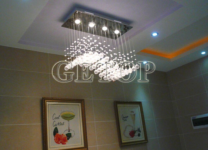 best price wave-shaped k9 crystal chandeliers led hanging wire lights restaurant shop bar rectangular crystal ceiling lamp