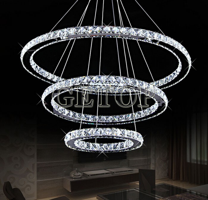 design single ring led crystal chandelier home lighting annular crystal lamp bedroom living room