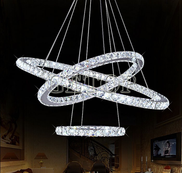 design single ring led crystal chandelier home lighting annular crystal lamp bedroom living room