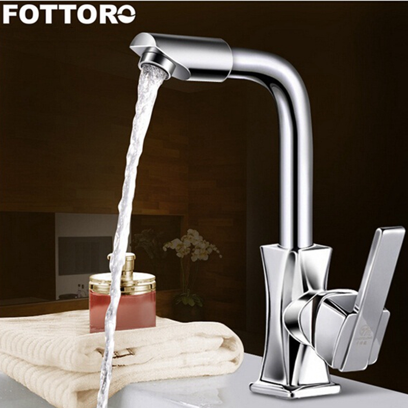 fottoro &cold water brass kitchen sink mixer faucet basin tap + 2pcs flexible hose (full set),