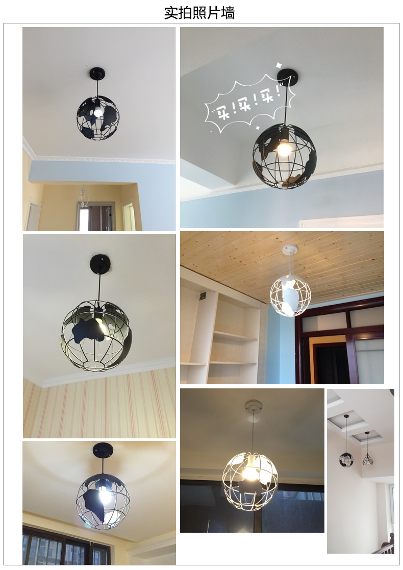 globe earth iron pendant lamp light shade black / white for kitchen island dining room restaurant decoration 220v e27