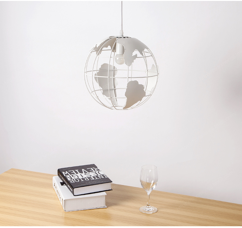 globe earth iron pendant lamp light shade black / white for kitchen island dining room restaurant decoration 220v e27