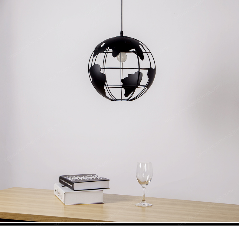 globe earth iron pendant lamp light shade black / white for kitchen island dining room restaurant decoration 220v e27