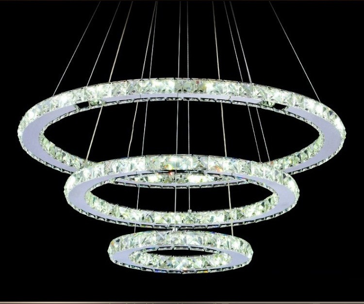 hanging round ring crystal chandelier fixture, modern ceiling led light for loft, living room, el hall shop 110v~240v 220v