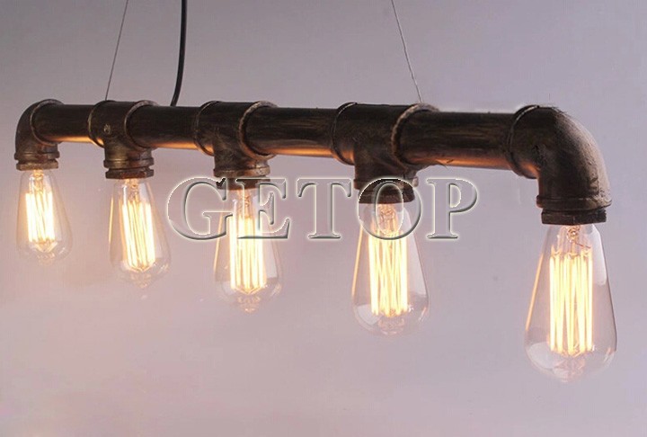 industrial rustic steampunk metal pipe edison bulb vintage pendant ceiling bar light with 5pcs e27 bulbs