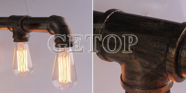 industrial rustic steampunk metal pipe edison bulb vintage pendant ceiling bar light with 5pcs e27 bulbs