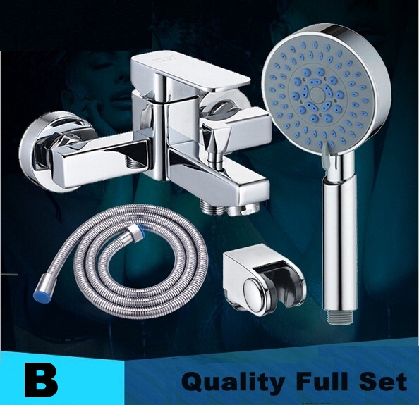 jiubingwang &cold water brass shower mixer faucet + shower handle with 1.5m hose + handle's support