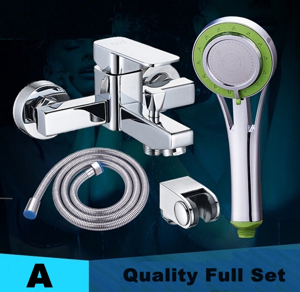 jiubingwang &cold water brass shower mixer faucet + shower handle with 1.5m hose + handle's support