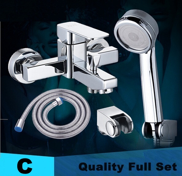 jiubingwang &cold water brass shower mixer faucet + shower handle with 1.5m hose + handle's support