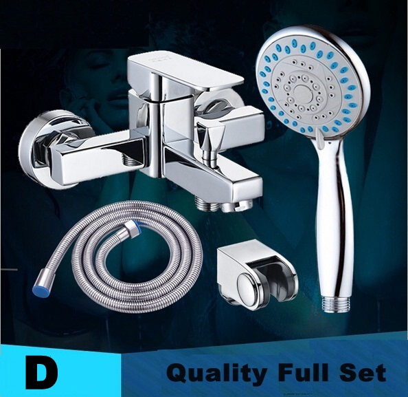 jiubingwang &cold water brass shower mixer faucet + shower handle with 1.5m hose + handle's support