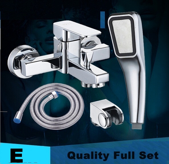 jiubingwang &cold water brass shower mixer faucet + shower handle with 1.5m hose + handle's support