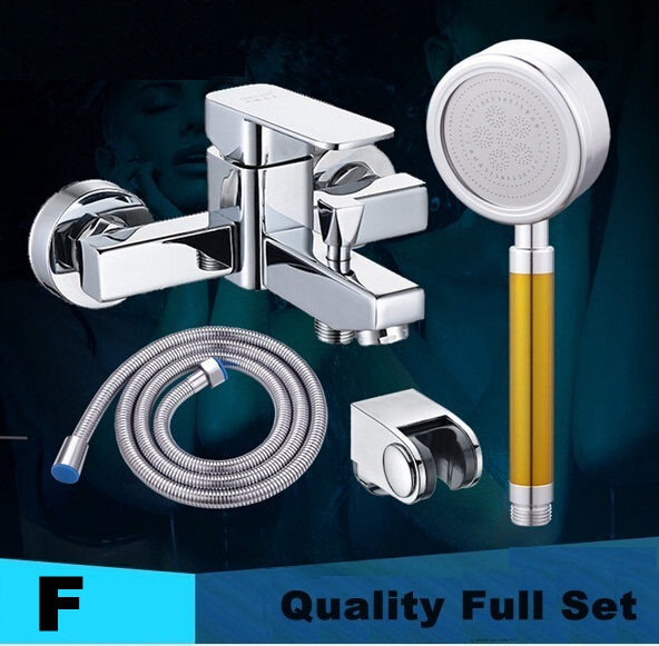 jiubingwang &cold water brass shower mixer faucet + shower handle with 1.5m hose + handle's support