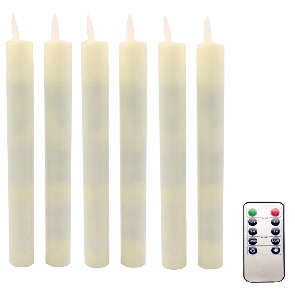 led candle, 6pcs/lot moving wick flameless led taper candles with remote control timer, velas for christmas wedding decoration