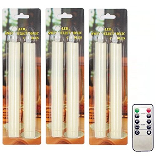 led candle, 6pcs/lot moving wick flameless led taper candles with remote control timer, velas for christmas wedding decoration