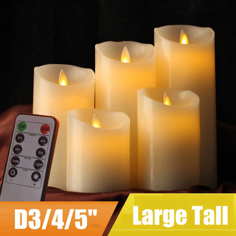 led candle, large tall moving wick wax pillar rc led candles for christmas wedding halloween decoration