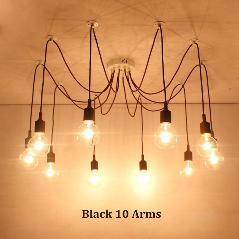 lukloy diy pendant light lamp, colorful multiple long cords spider rubber drop lights for kitchen living room bedroom decoration