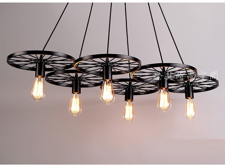 lukloy industrial lighting, nordic iron wheel ktchen chandelier lighting retro edison lamp lights pendant for home dining room