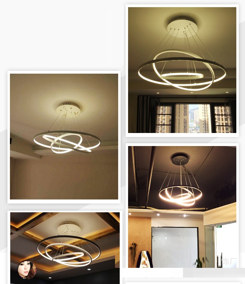 lukloy large round ring pendant lamp, modern ceiling led light for loft, living room, el hall shop 110v~240v