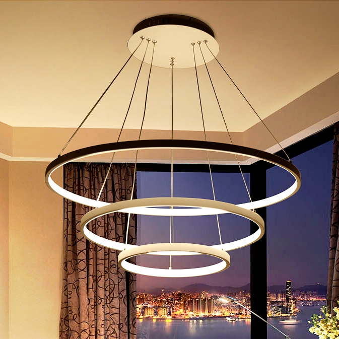 lukloy large round ring pendant lamp, modern ceiling led light for loft, living room, el hall shop 110v~240v