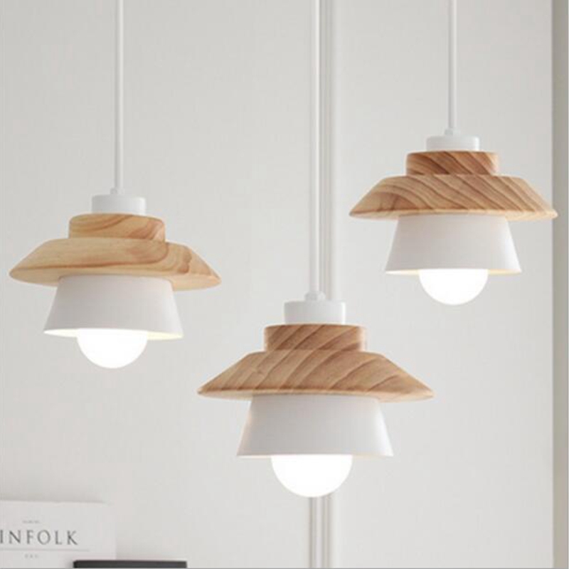 lukloy modern pendant lamp, natural simple wooden pendant light lighting fixture for cafe bar living room