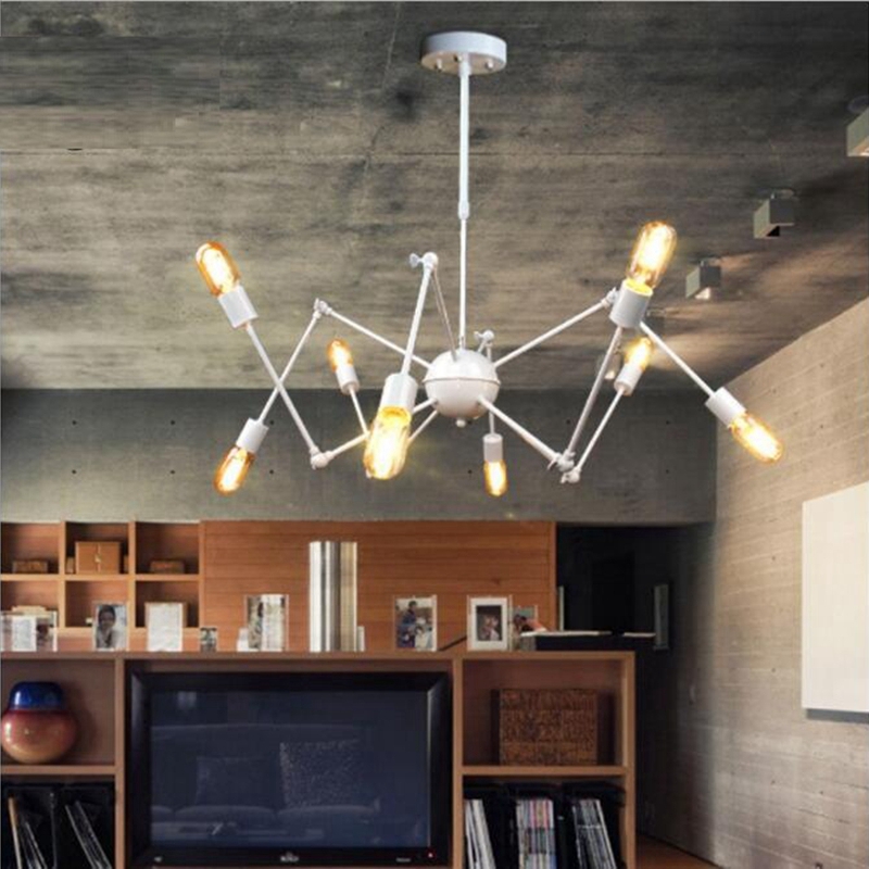 lukloy pendant lights, industrial hanging spider lamp modern lighting, adjustable, e27 edison loft light