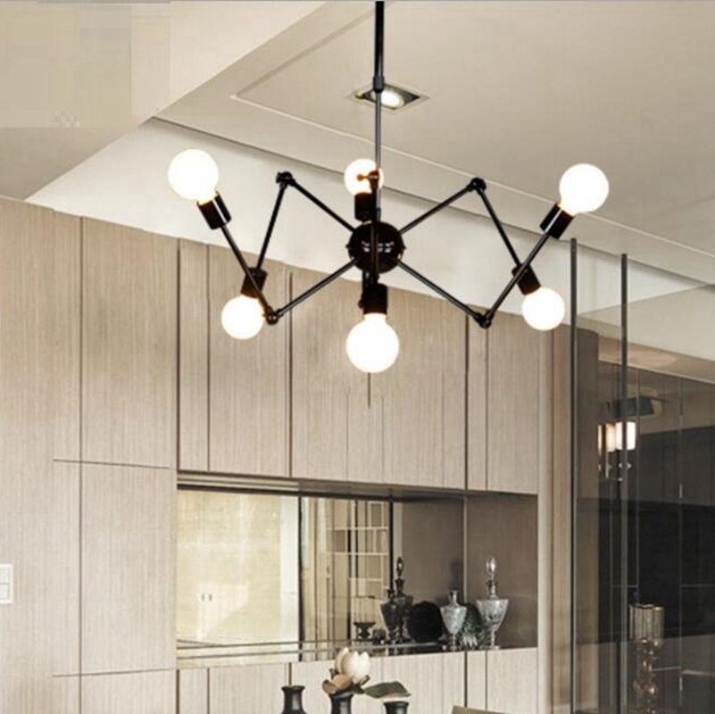 lukloy pendant lights, industrial hanging spider lamp modern lighting, adjustable, e27 edison loft light