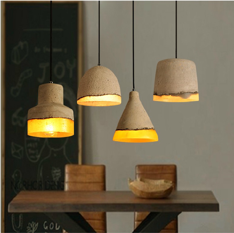 lukloy pendant lights lamp, industrial loft cement resin hanging light, for home cafe bars office kitchen decoration