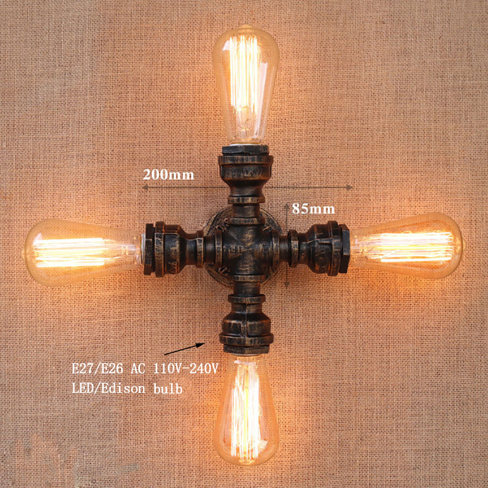 lukloy pipe wall lamp lights, industrial wall lights loft sconce lighting fixture for bedside corridor living room villa decor