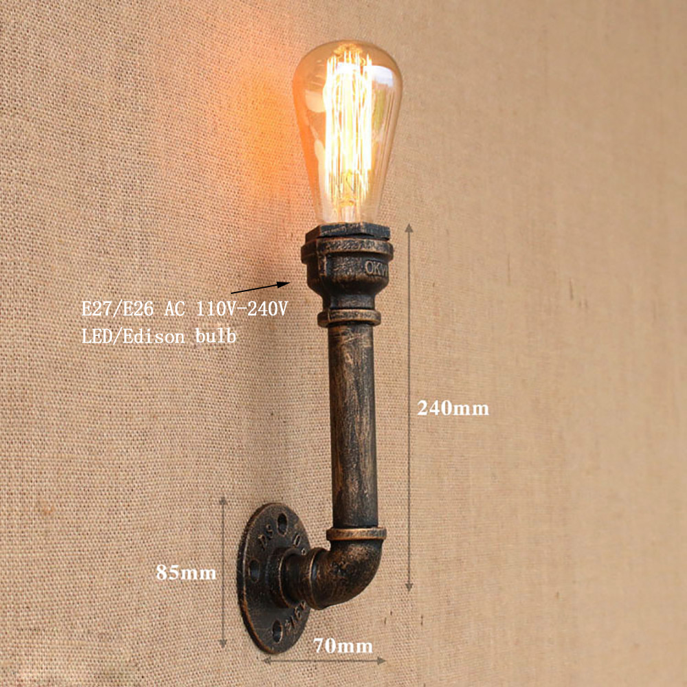 lukloy pipe wall lamp lights, industrial wall lights loft sconce lighting fixture for bedside corridor living room villa decor