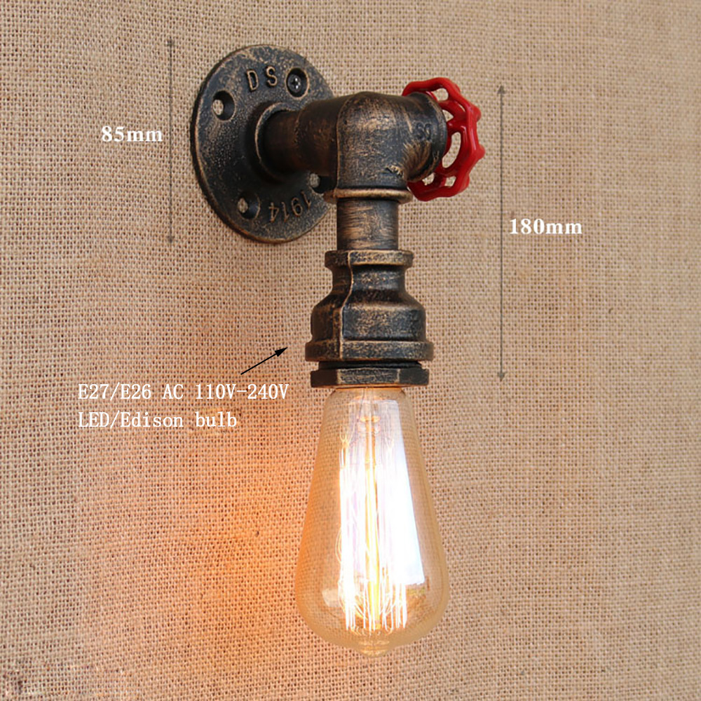 lukloy pipe wall lamp lights, industrial wall lights loft sconce lighting fixture for bedside corridor living room villa decor