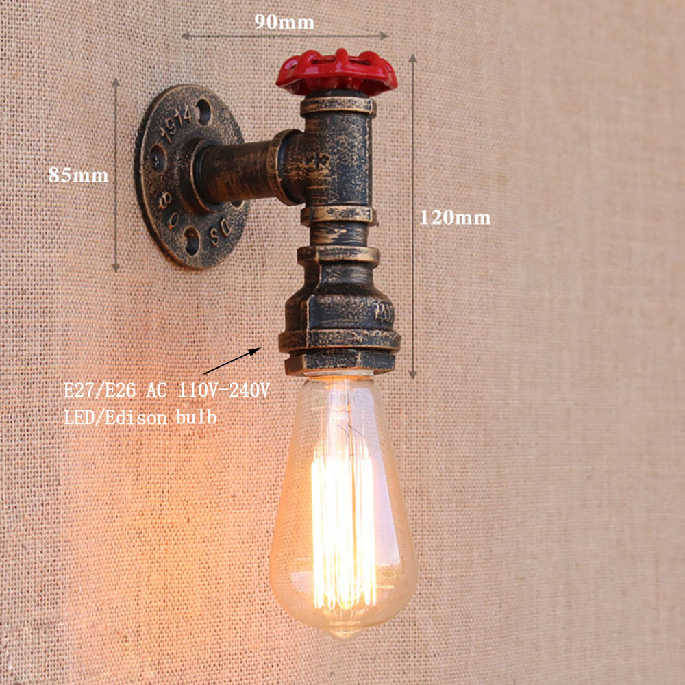 lukloy pipe wall lamp lights, industrial wall lights loft sconce lighting fixture for bedside corridor living room villa decor