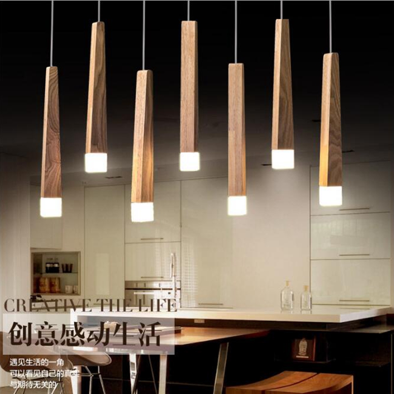 lukloy wood stick pendant lamp lights, kitchen island living room shop decoration, modern natural wood pipe pendant lights