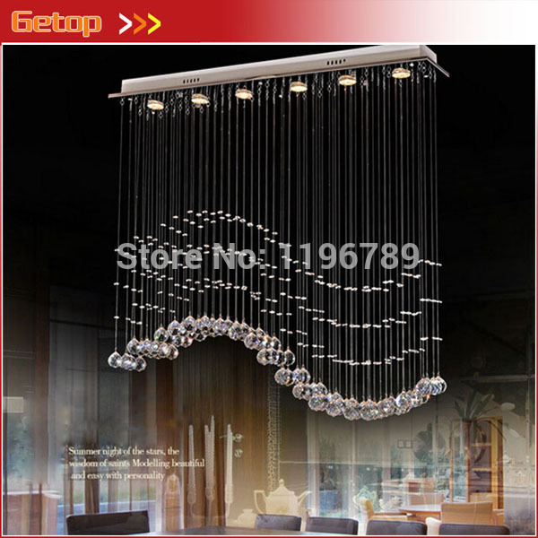 modern crystal chandelier hanging wire crystal lamps led wave crystal light bar restaurant living room lights aisle lamp