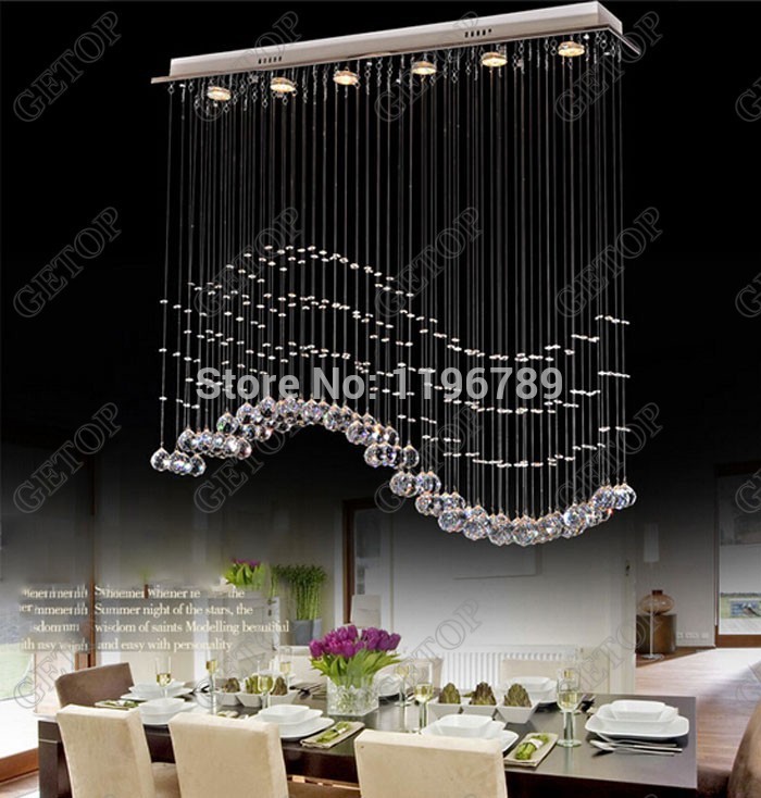 modern crystal chandelier hanging wire crystal lamps led wave crystal light bar restaurant living room lights aisle lamp