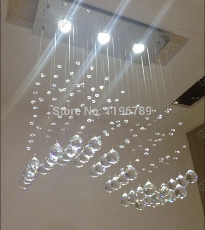 modern crystal chandelier hanging wire crystal lamps led wave crystal light bar restaurant living room lights aisle lamp