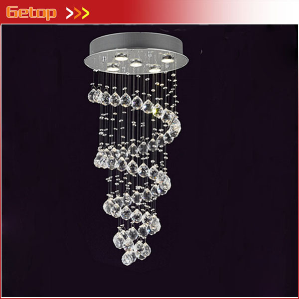 modern crystal chandelier rain drop lighting crystal ball fixture pendant ceiling lamp d45 x h75cm 5 lights