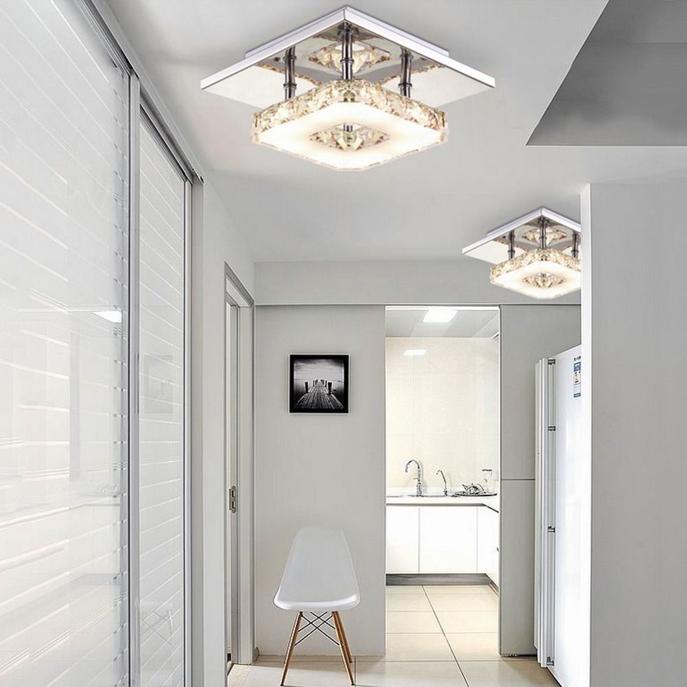 modern crystal led ceiling pendant lamp stainless steel fixture chandelier light for room hallway deration