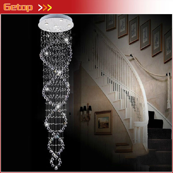 modern double staircase lights superdense k9 crystal lamp double spiral crystal ceiling lamp living room lamp