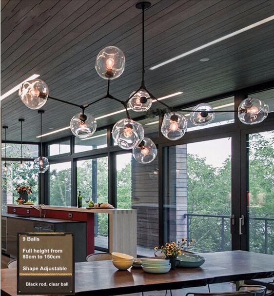 modern glass balls pendant lamp light, luxury branch chandelier lighting fixture for hall living room decoration 220v diy shape