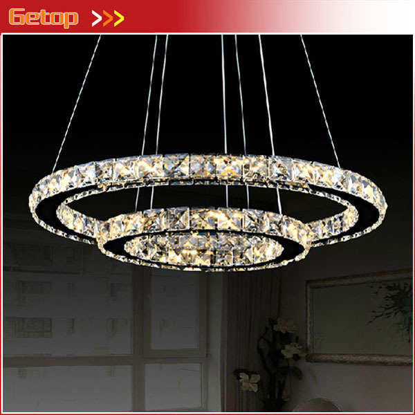 modern minimalist restaurant living room crystal lamp circular led chandelier creative round crystal light decorative lighting