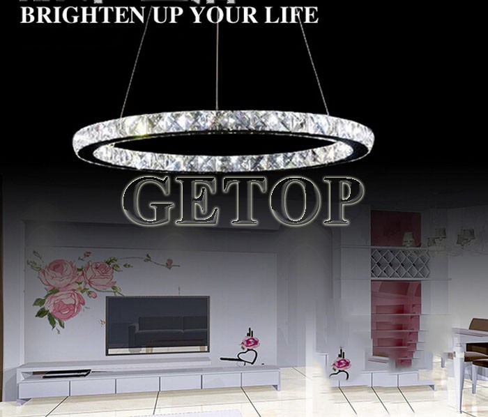 modern minimalist restaurant living room crystal lamp circular led chandelier creative round crystal light decorative lighting