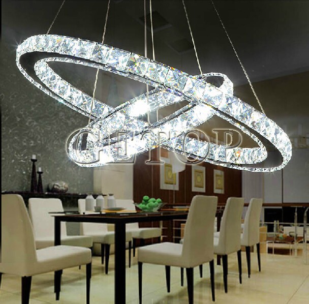 modern minimalist restaurant living room crystal lamp circular led chandelier creative round crystal light decorative lighting