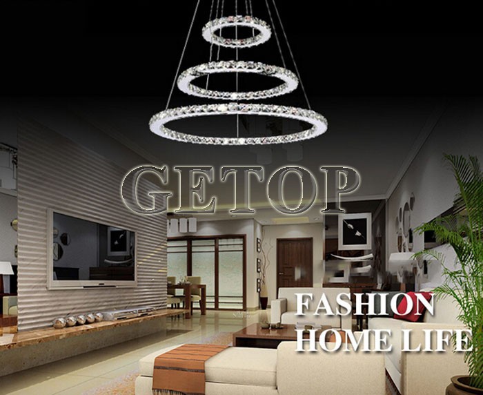 modern minimalist restaurant living room crystal lamp circular led chandelier creative round crystal light decorative lighting