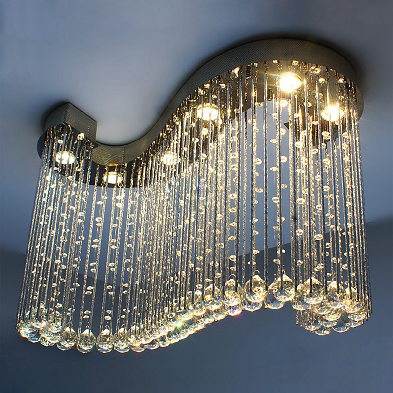 modern s shaped clear crystal chandelier light lamp pendant hanging suspension for living room shop el decoration