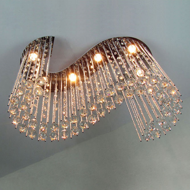 modern s shaped clear crystal chandelier light lamp pendant hanging suspension for living room shop el decoration