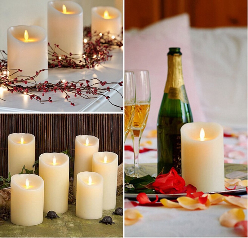 moving wick flame wax electric led candle light , battery powered realistic flickering for wedding christmas decoration