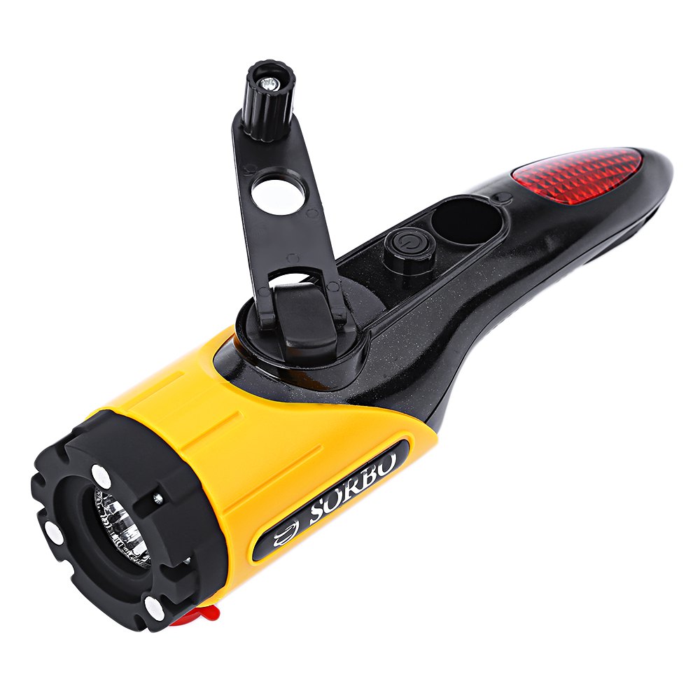 multi-functional dynamo led flashlight beacon with emergency car safety hammer